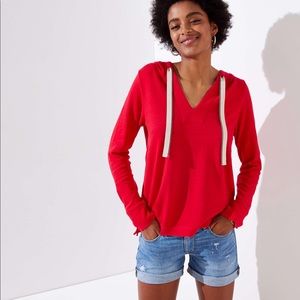LOFT Pullover Red Lightweight Hoodie XXS